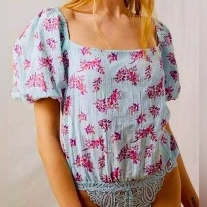 Free People Angela Floral Bodysuit NWOT